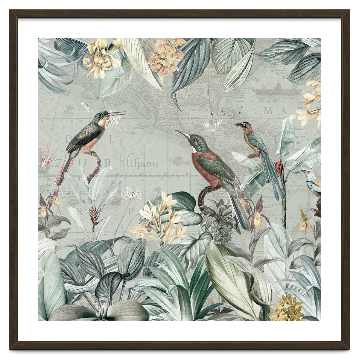 Vintage Exotic Birds Paradise Jungle