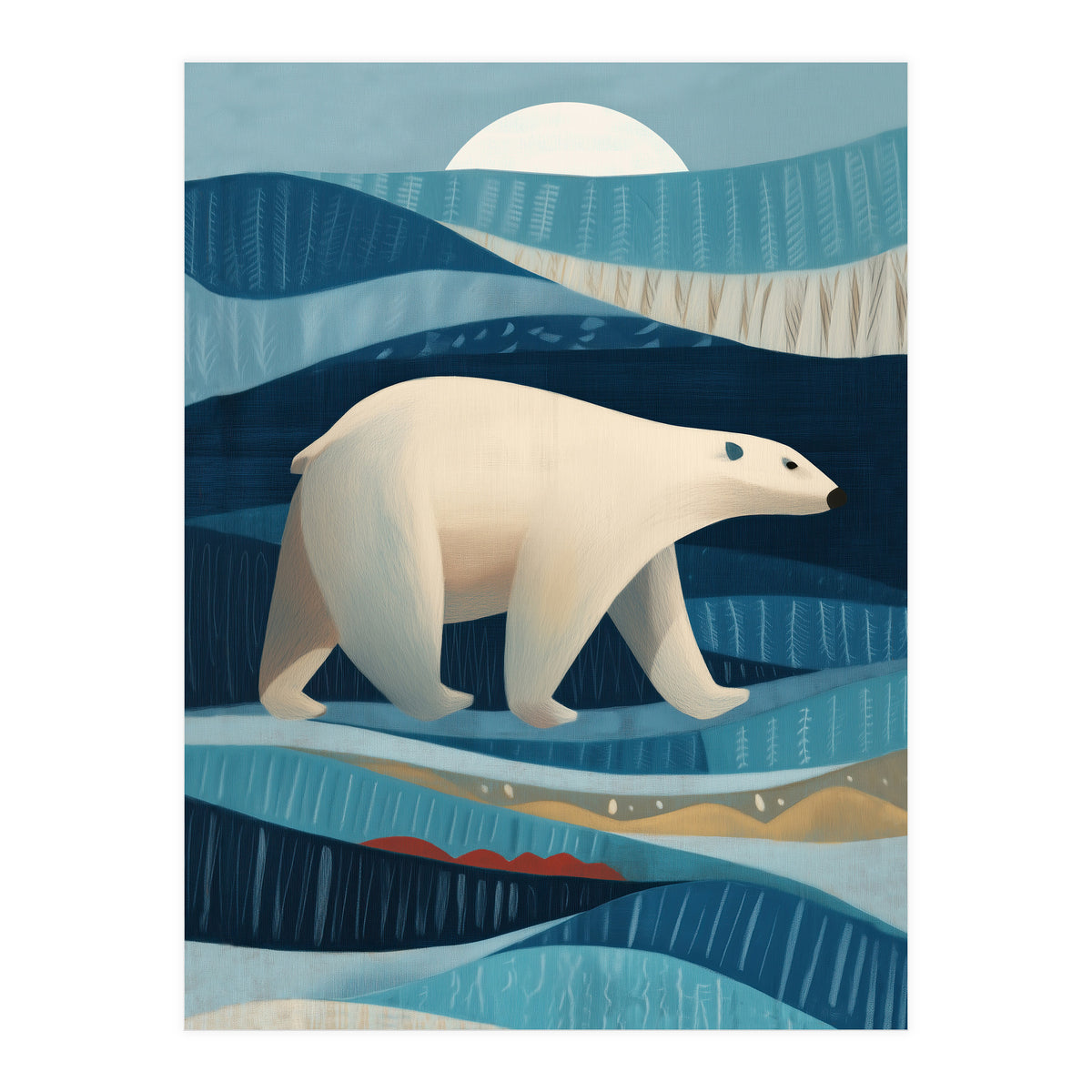 Polar Bear In The Blue Arctic (Print Only)