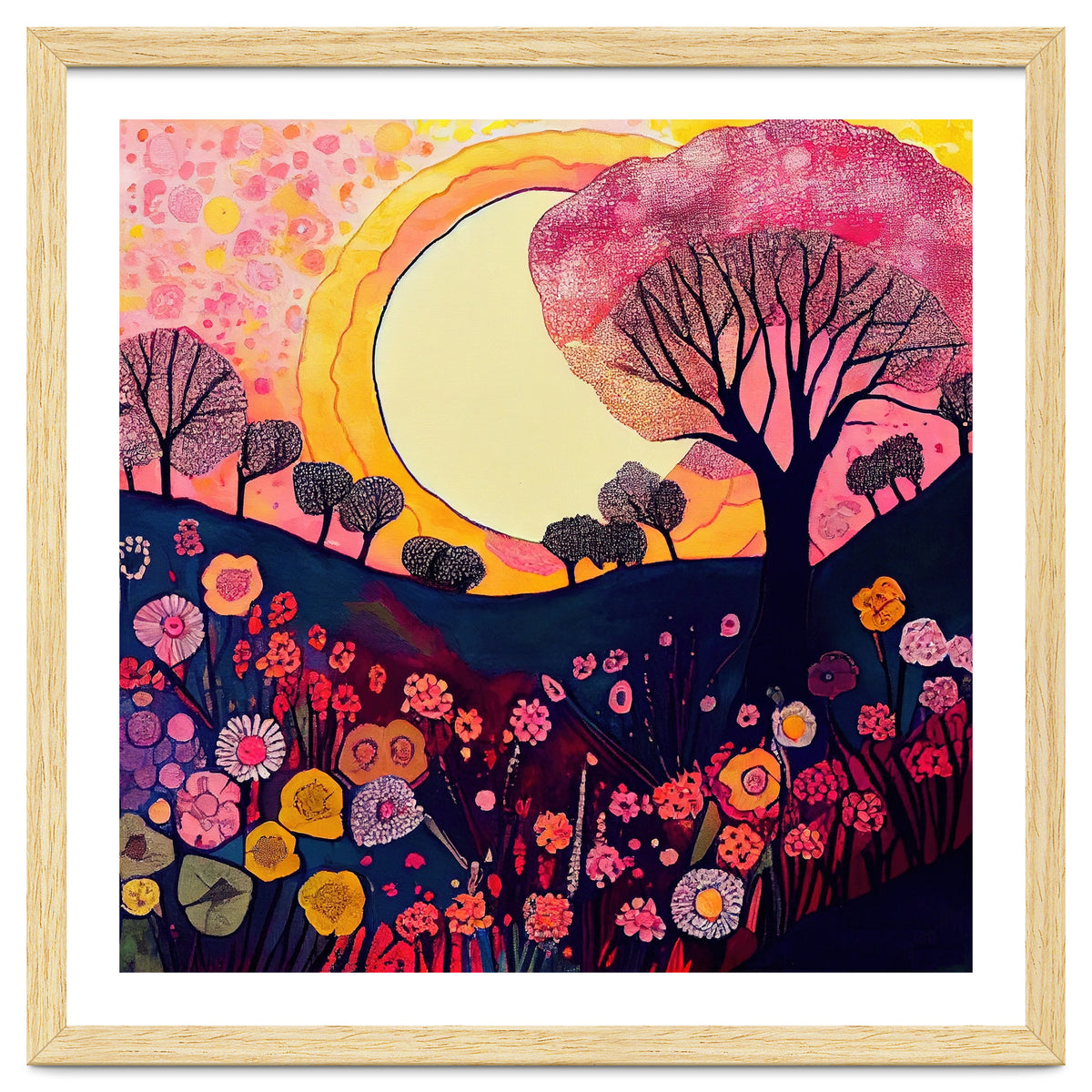 Folk Sunset Over Floral Hills