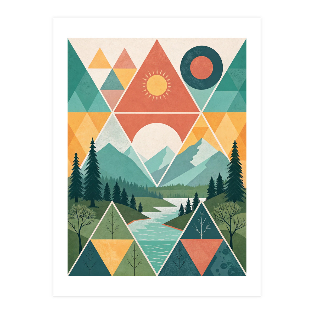 Geometric Convergence: A Mosaic of the Alpine Wilderness (Print Only)