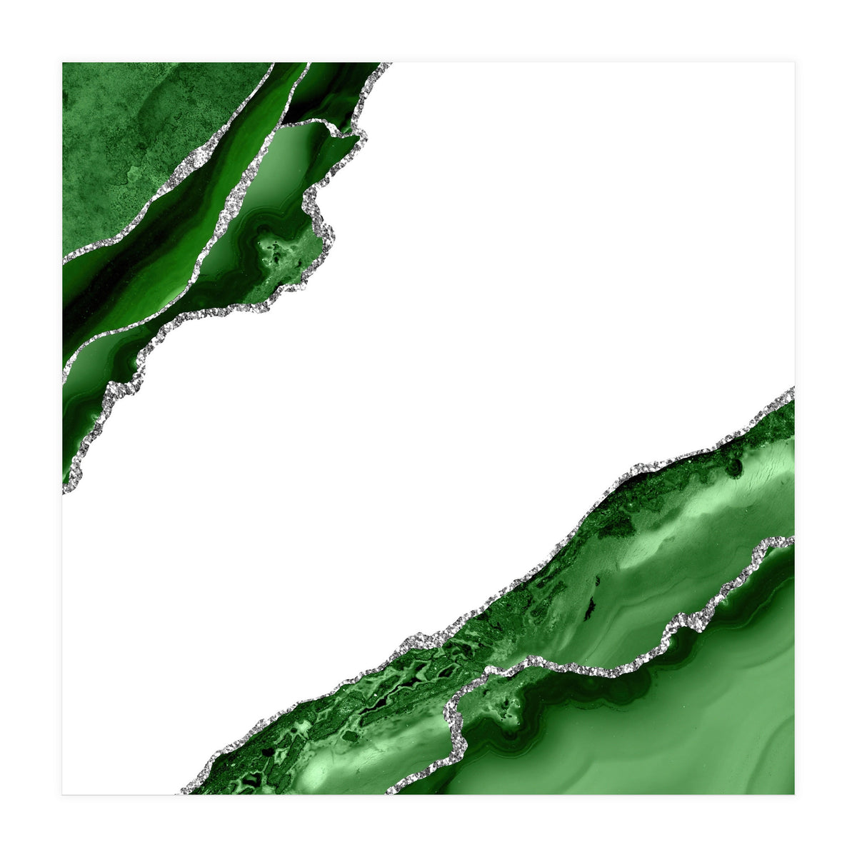 Green & Silver Agate Texture 13 (Print Only)