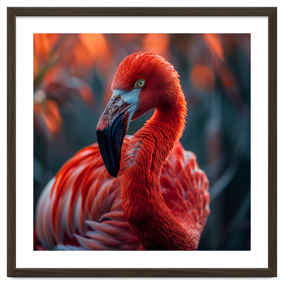 Vibrant Flamingo Close Up Portrait Outdoor Nature