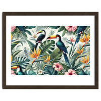 Tropical Toucans in Lush Jungle Foliage