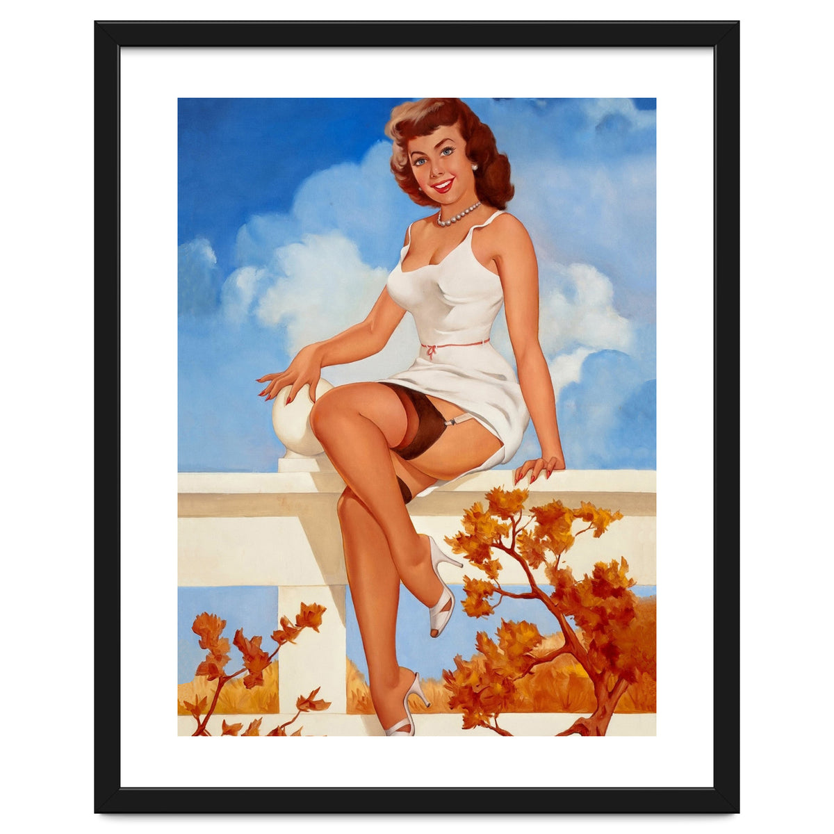 Beautiful Pinup Girl Posing On A Fence