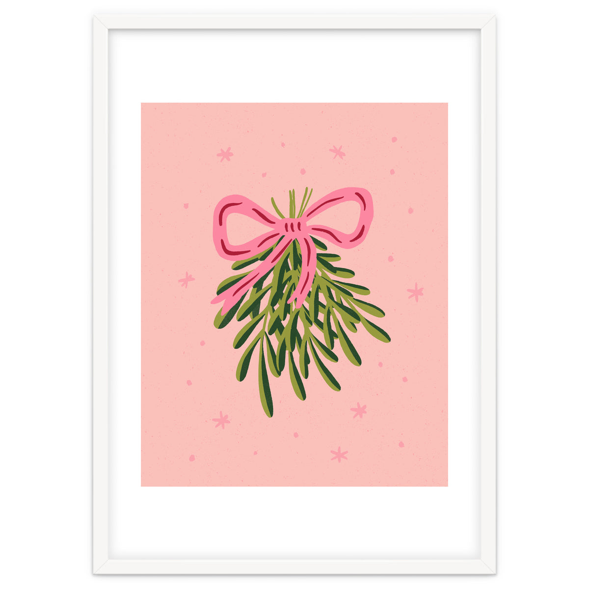 Mistletoe And Pink Bow