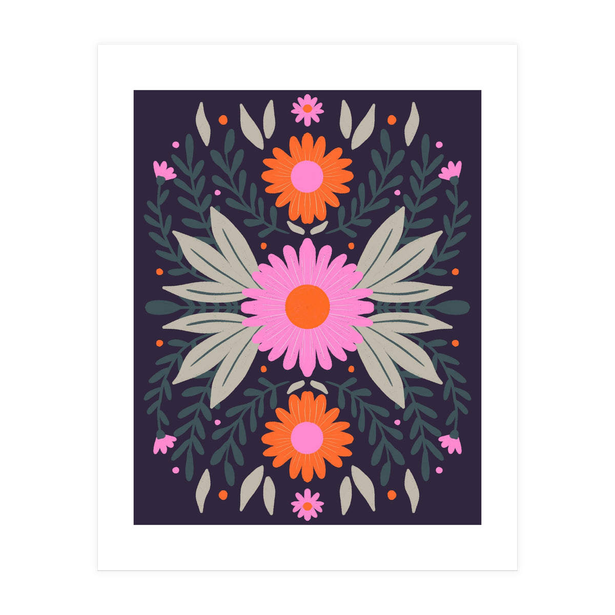 Pink And Orange Flowers (Print Only)