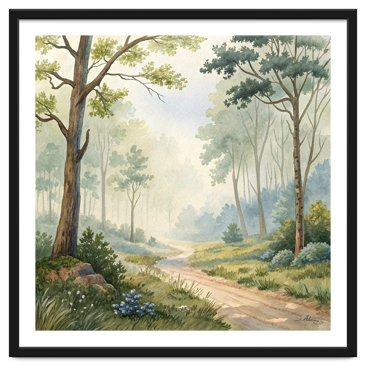 Atmospheric Forest Watercolor Painting