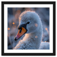 Close Up Frosty Swan Head During Golden Hour
