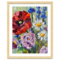 Vibrant Wildflower Meadow Oil Painting