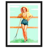 Pinup Country girl Posing With Pitchfork thumbnail
