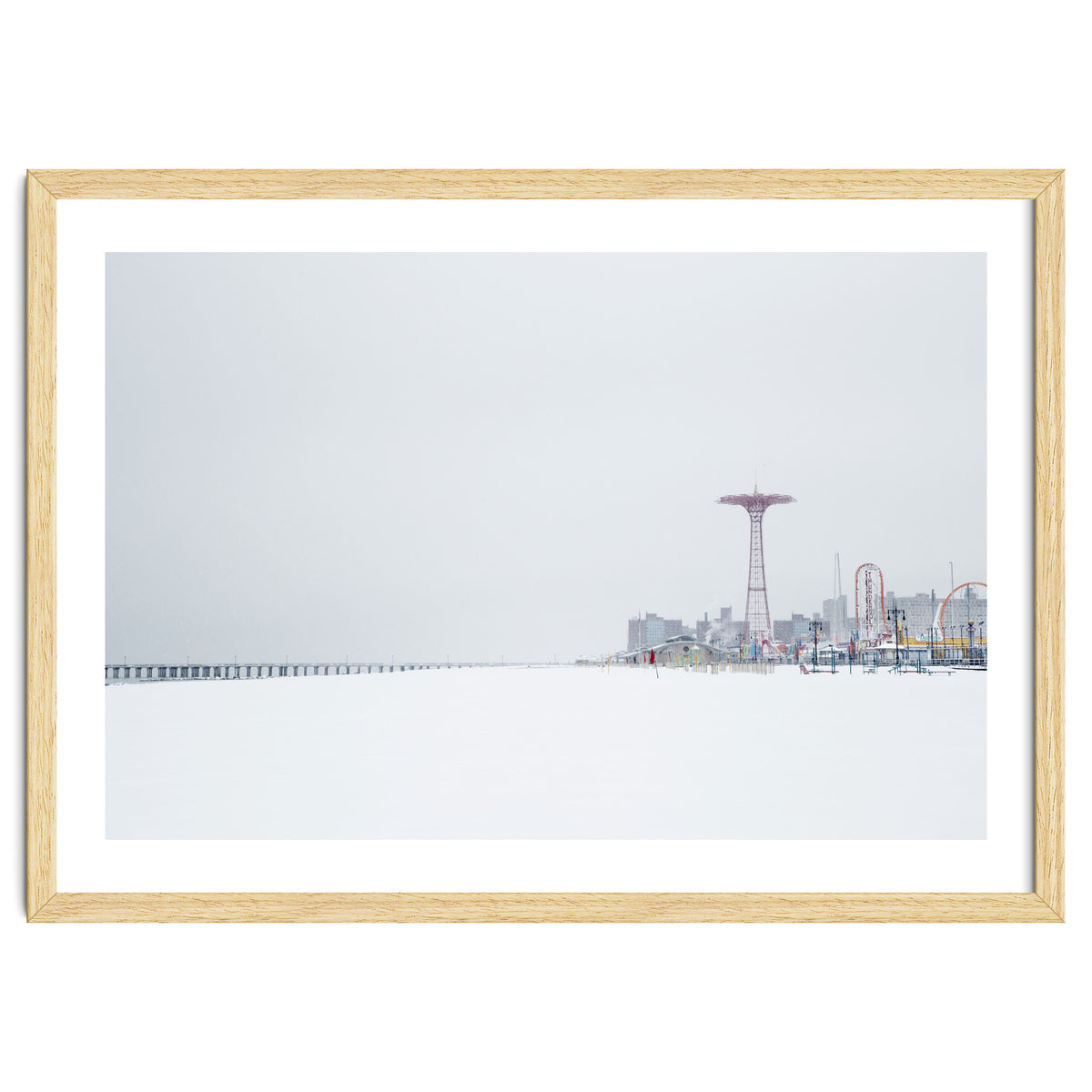 Amusement park in the winter seascape