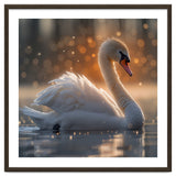 Majestic Swan Gliding On Water During Sunset Golden Hour Wildlife thumbnail