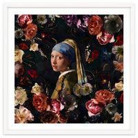Girl With Pearl Earring And Flowers