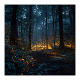 Enchanted Midnight Forest with Glowing Fireflies (Print Only) thumbnail
