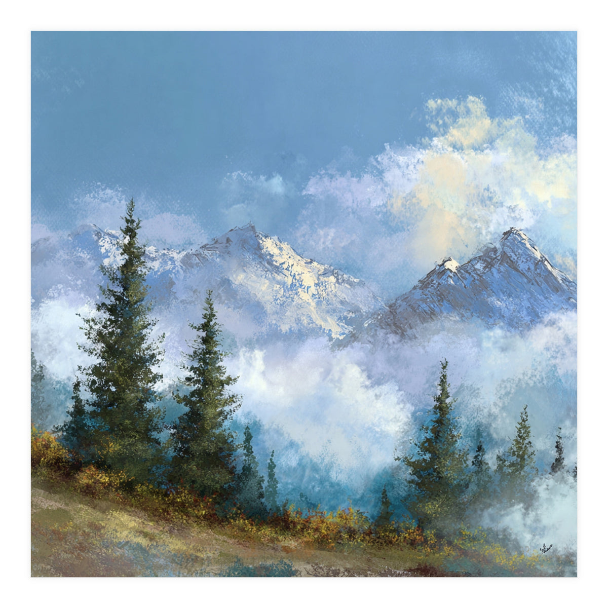 Majestic Snow-Capped Alpine Peaks (Print Only)