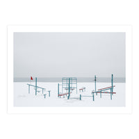 Playground in the winter snow beach (Print Only)
