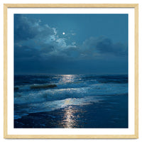 Moonlit Shoreline with Crashing Surf