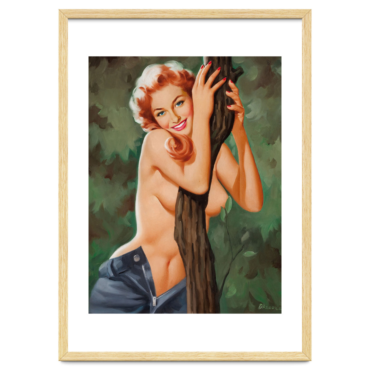 Topless Pinup Behind The Tree