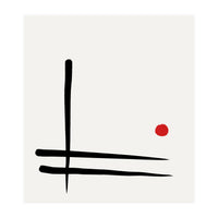 Japandi minimalist artwork in black and white and red dot (Print Only)