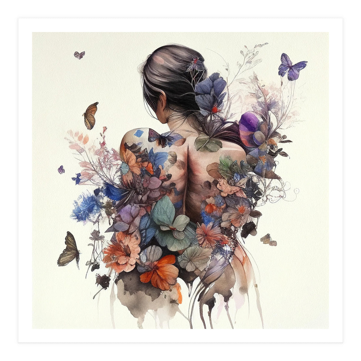 Watercolor Butterfly Bouquet (Print Only)