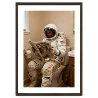 Retro AstronautReading Newspaper, Toilet Humor, Astronaut on Toilet