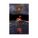 Flamingo and Red Moon  (Print Only) thumbnail