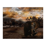 Elephant Scenic Golden Sunset African Wildlife Landscape (Print Only) thumbnail