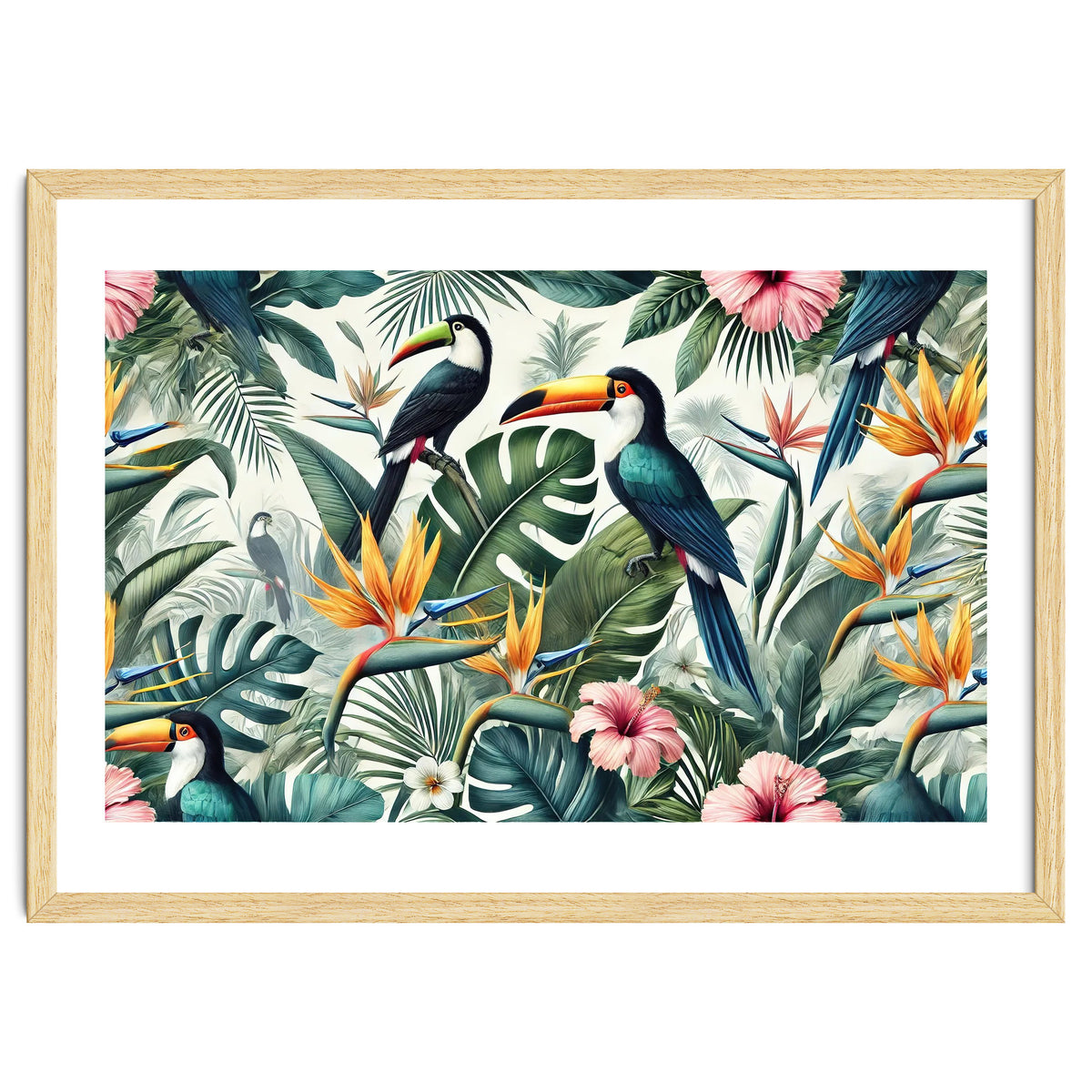 Tropical Toucans in Lush Jungle Foliage