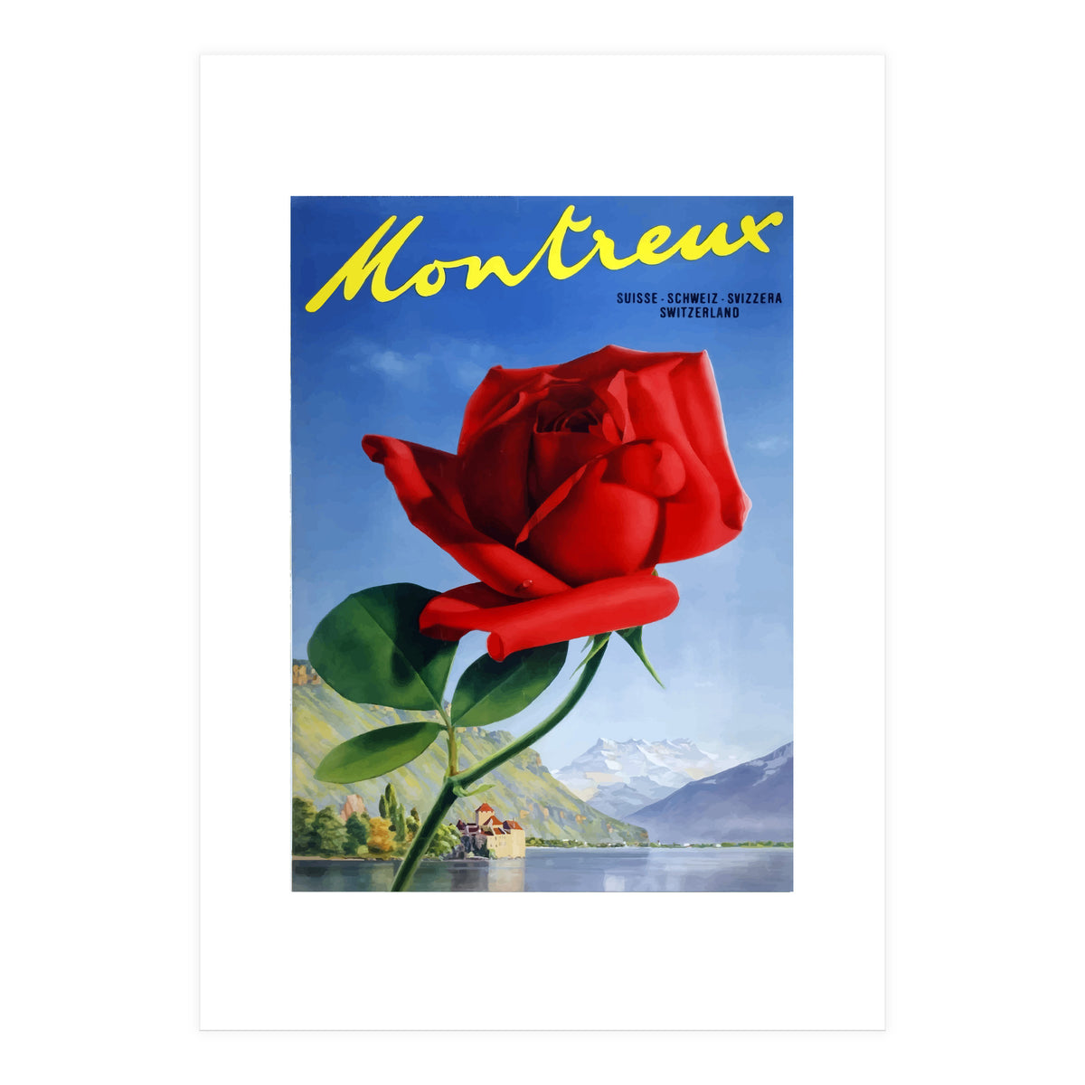 Red Rose on Montreux, Switzerland (Print Only)