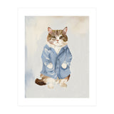 Sir James fluffy Tom cat in his blue pajamas oils (Print Only) thumbnail
