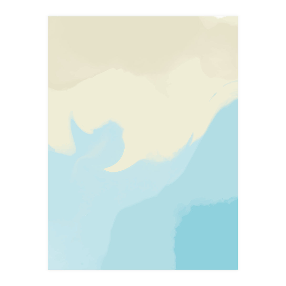 Mellow, Abstract Powder Blue Pastel Pearl Painting, Modern Simple Minimal Waves (Print Only)