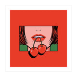 Pop Art Cherry Bold Lips With A Classic Design (Print Only) thumbnail