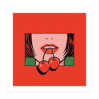 Pop Art Cherry Bold Lips With A Classic Design (Print Only)