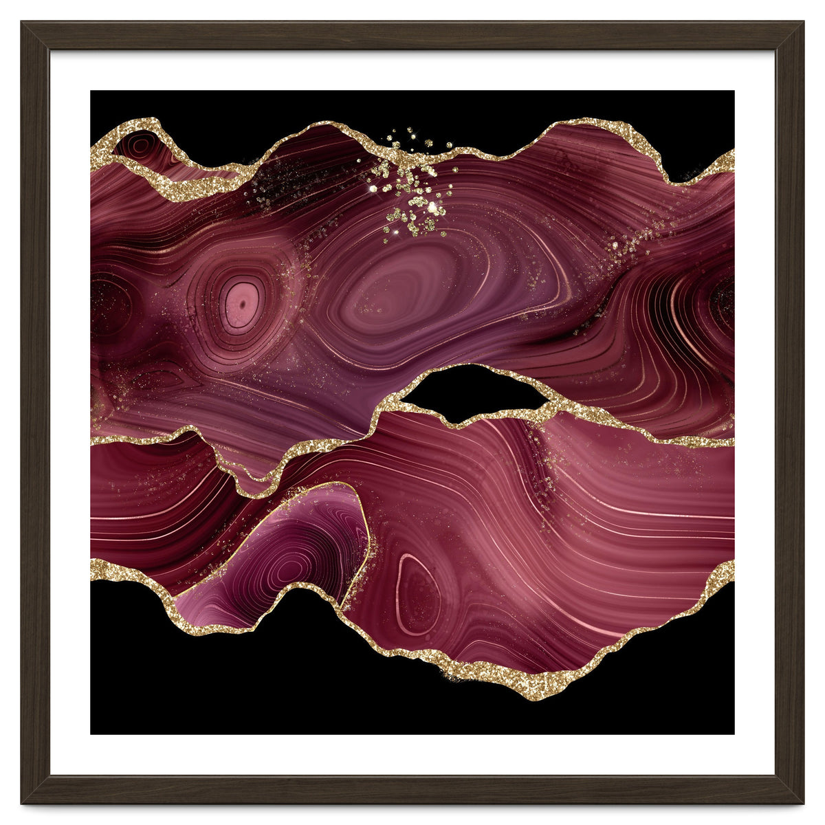 Burgundy & Gold Glitter Agate Texture 03
