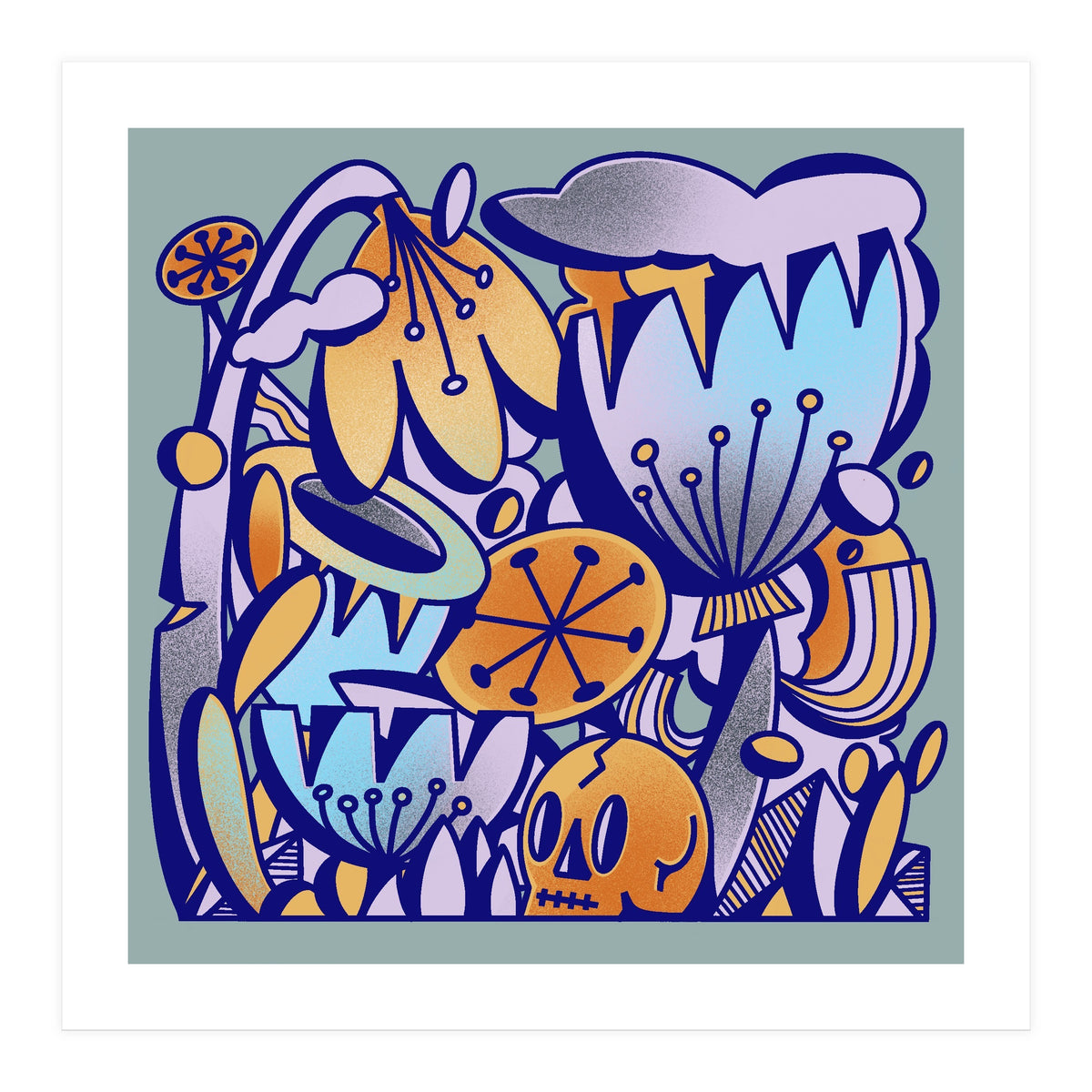 flower and skull (Print Only)