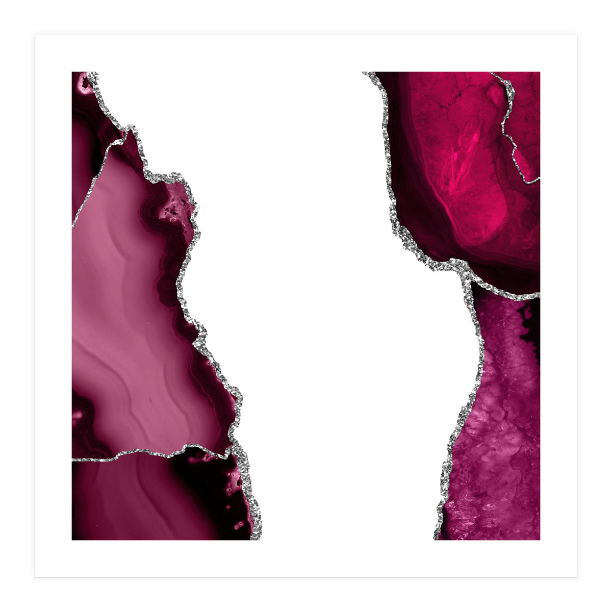 Burgundy & Silver Agate Texture 07  (Print Only)