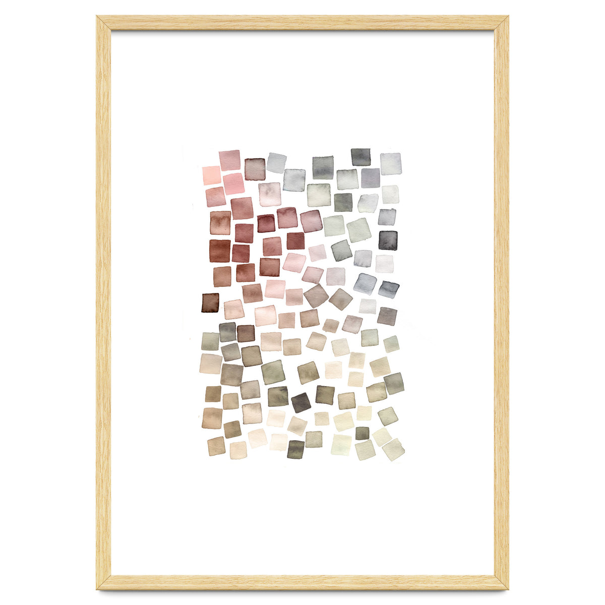 Watercolor Geometric Square Shapes Red