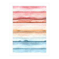 Watercolour Abstract Stripes Red Blue (Print Only)