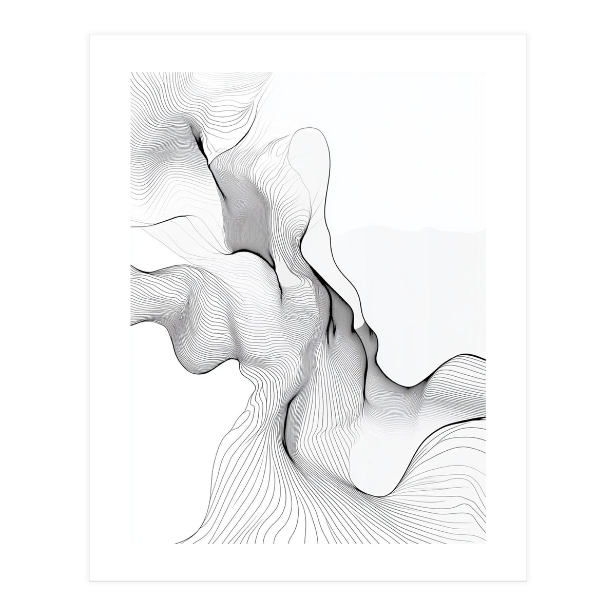 Abstract Black And White Flowing Lines (Print Only)