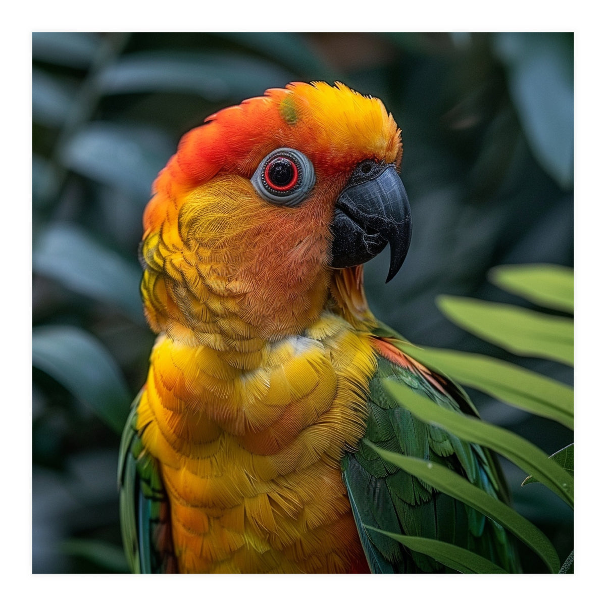 Close Up Of A Colorful Sun Conure Parrot (Print Only)