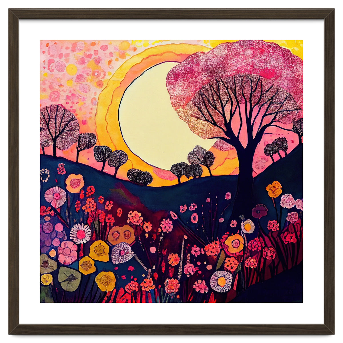 Folk Sunset Over Floral Hills