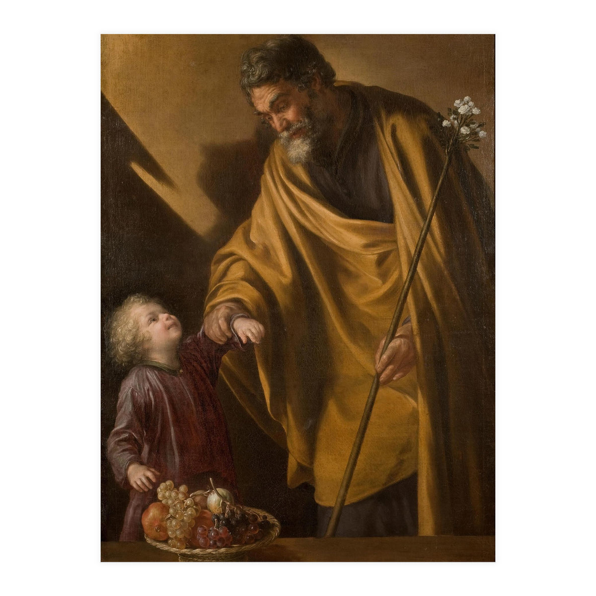 Sebastián Martínez / 'Saint Joseph with the Christ Child'. Ca. 1650. Oil on canvas. (Print Only)
