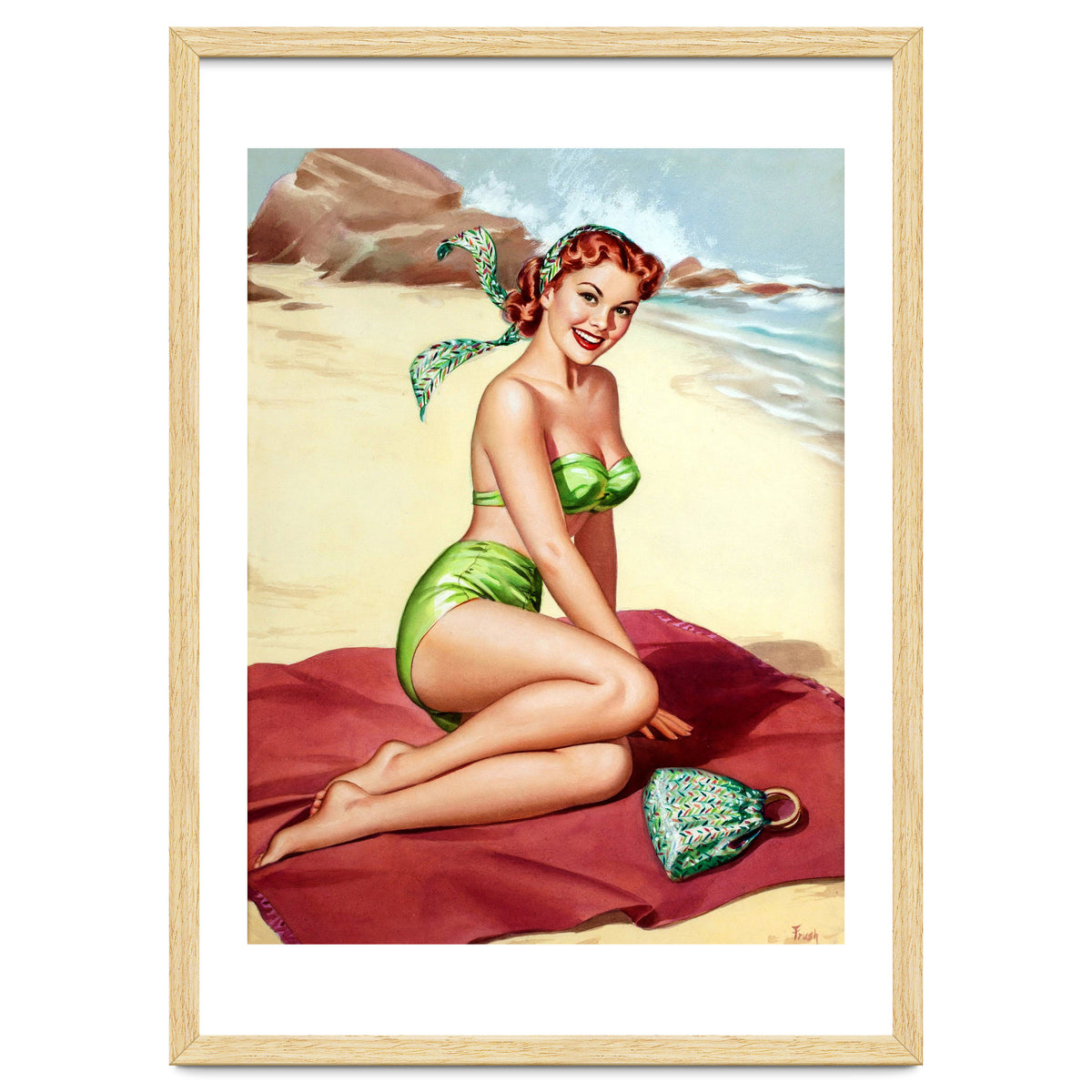 Smiling Pinup Sexy Girl On The Beach