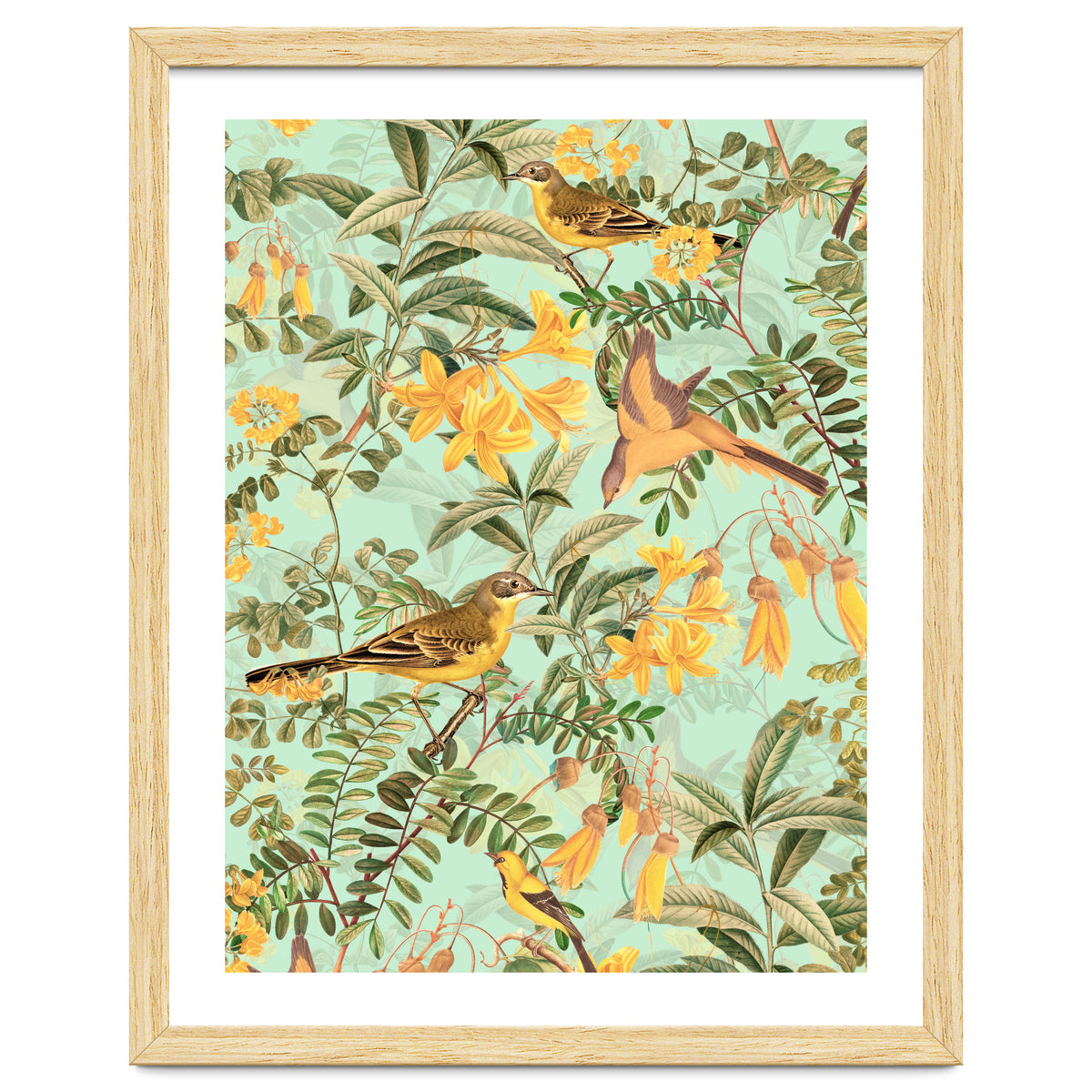 Yellow Birds in Tropical Jungle Paradise