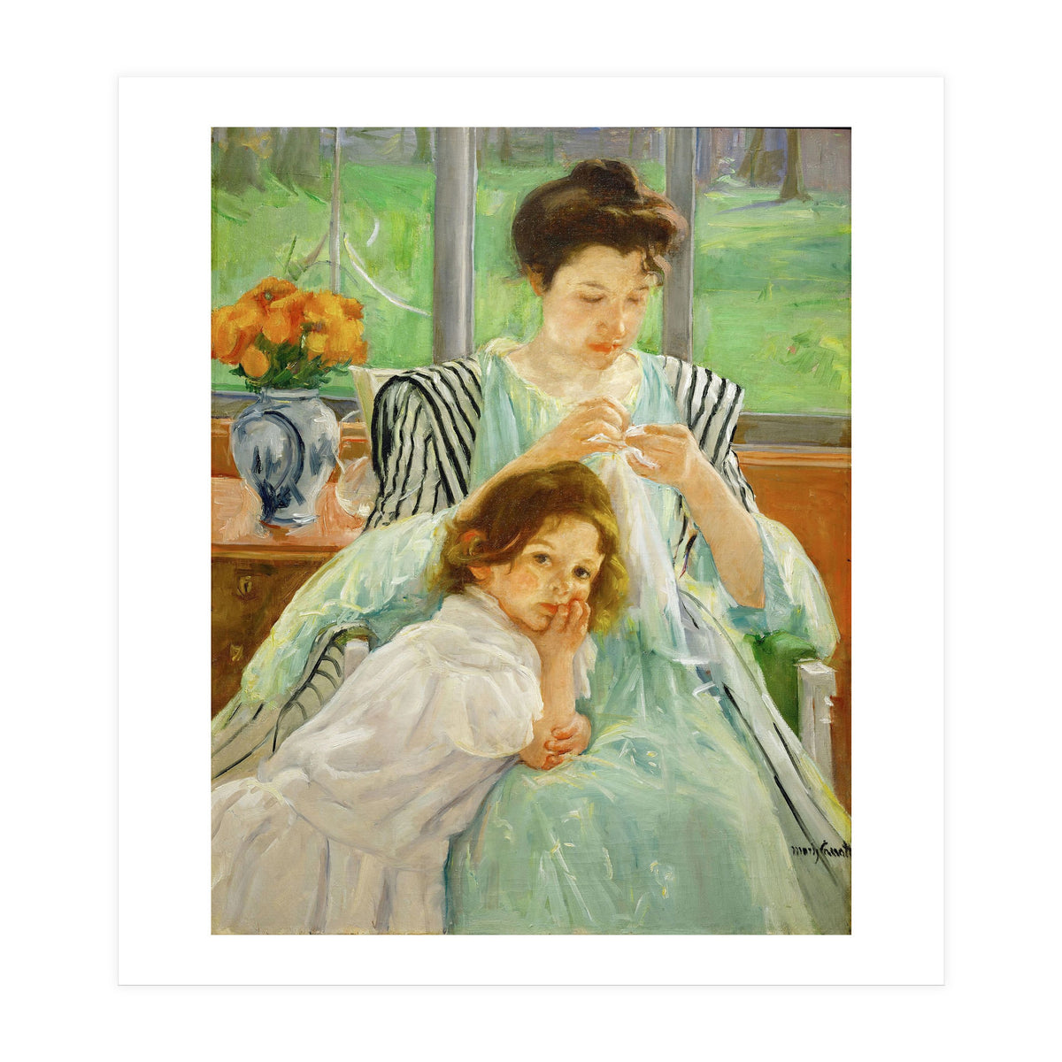 Young mother sewing, 1901 Canvas,92,4 x 73,7 cm. (Print Only)