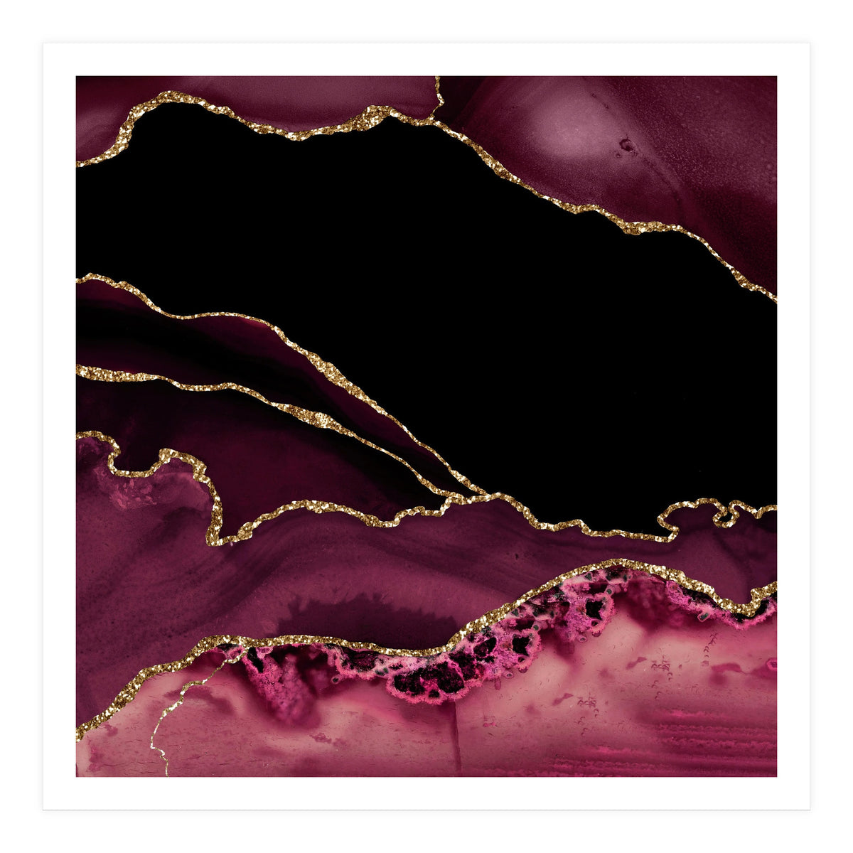 Burgundy & Gold Agate Texture 14 (Print Only)