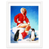 Pinup Sexy Woman Posing With Two Penguins thumbnail
