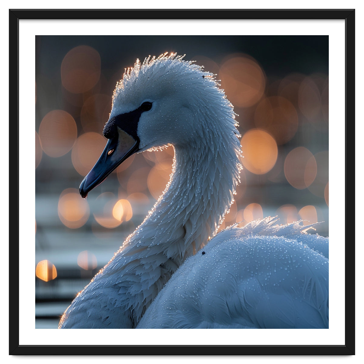 Close-up Shot of a Swan with Water Droplets