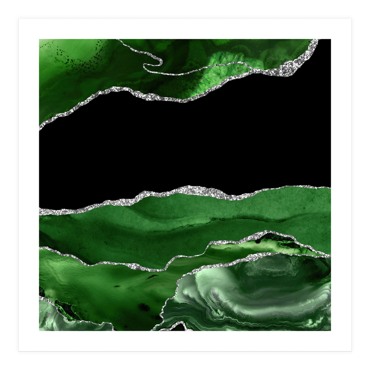 Green & Silver Agate Texture 02  (Print Only)