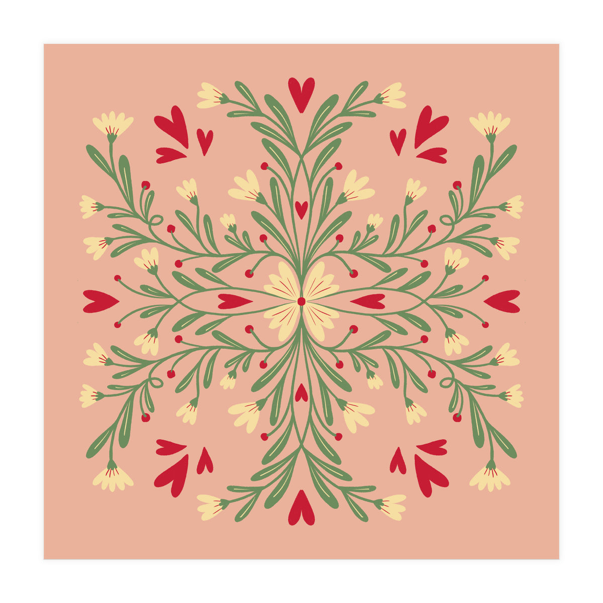 Flowers And Hearts  (Print Only)